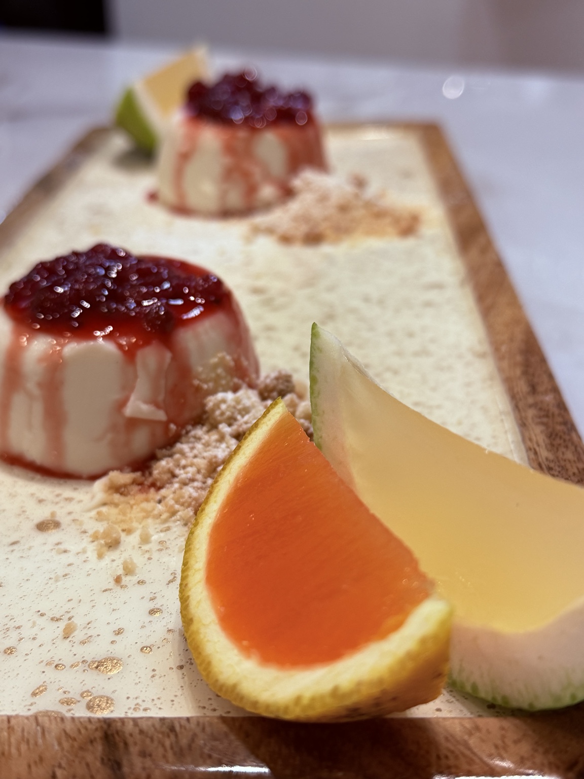 Panna cotta with berries and fresh citrus by Chef Alexis