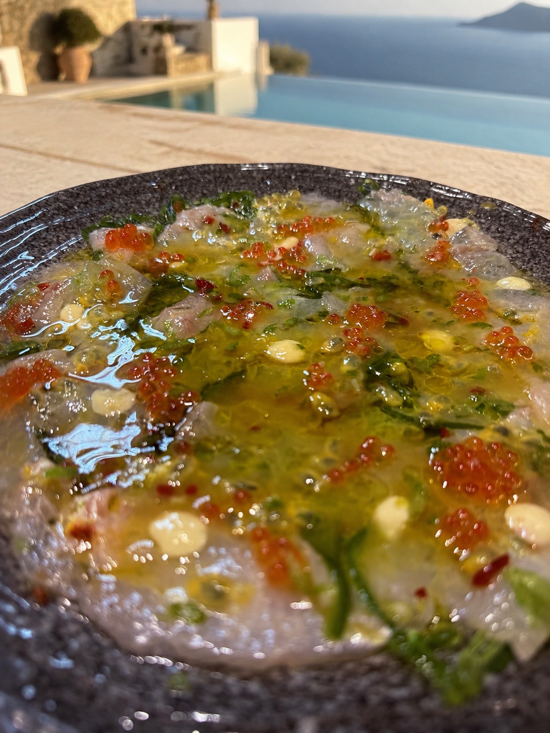 Luxury seafood celebration catered by Chef Alexis in Rhodes